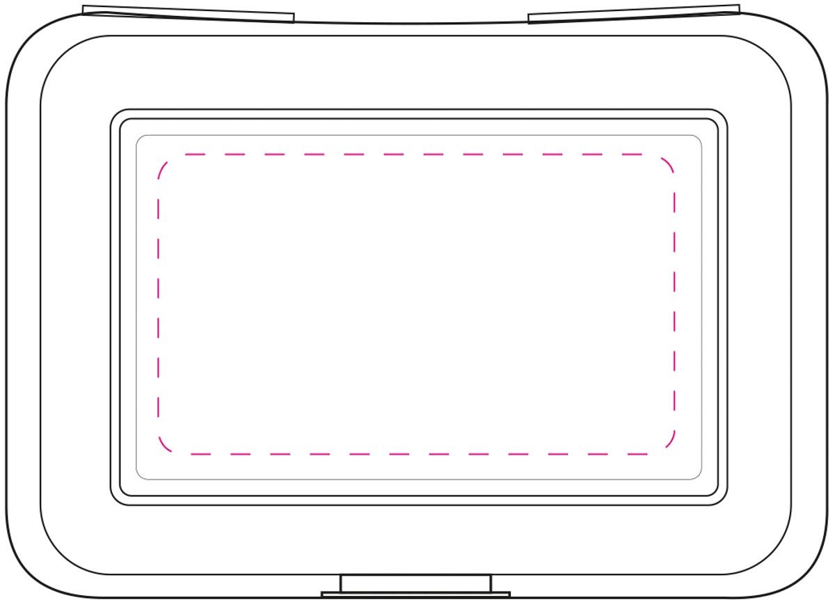 mittig auf Deckel (11x6,4 cm)